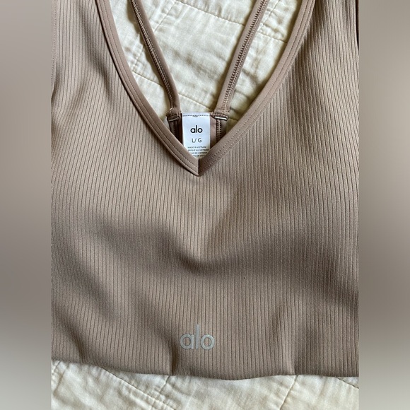 Alo Ribbed Bra “Taupe” - Picture 2 of 3